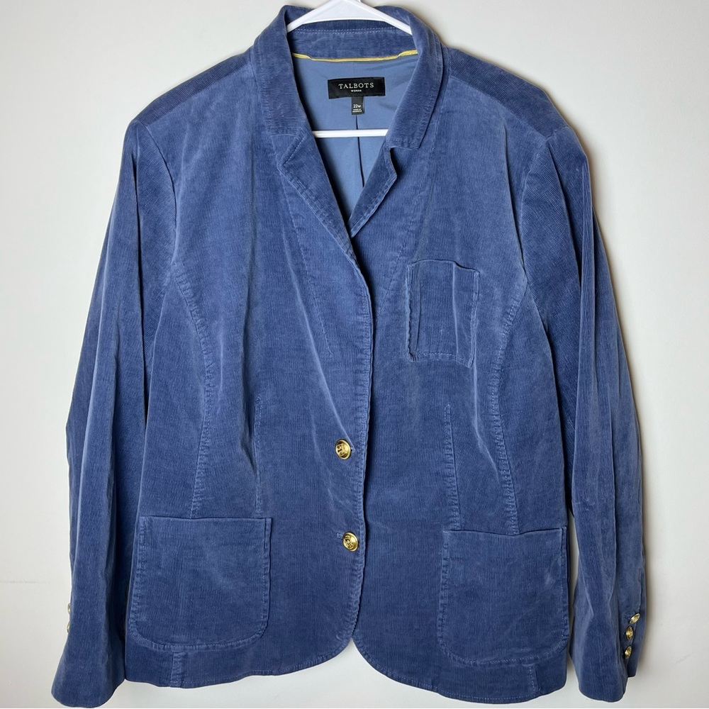 Talbots Plus size Corduroy Steel blue Blazer- 22 - Picture 1 of 11